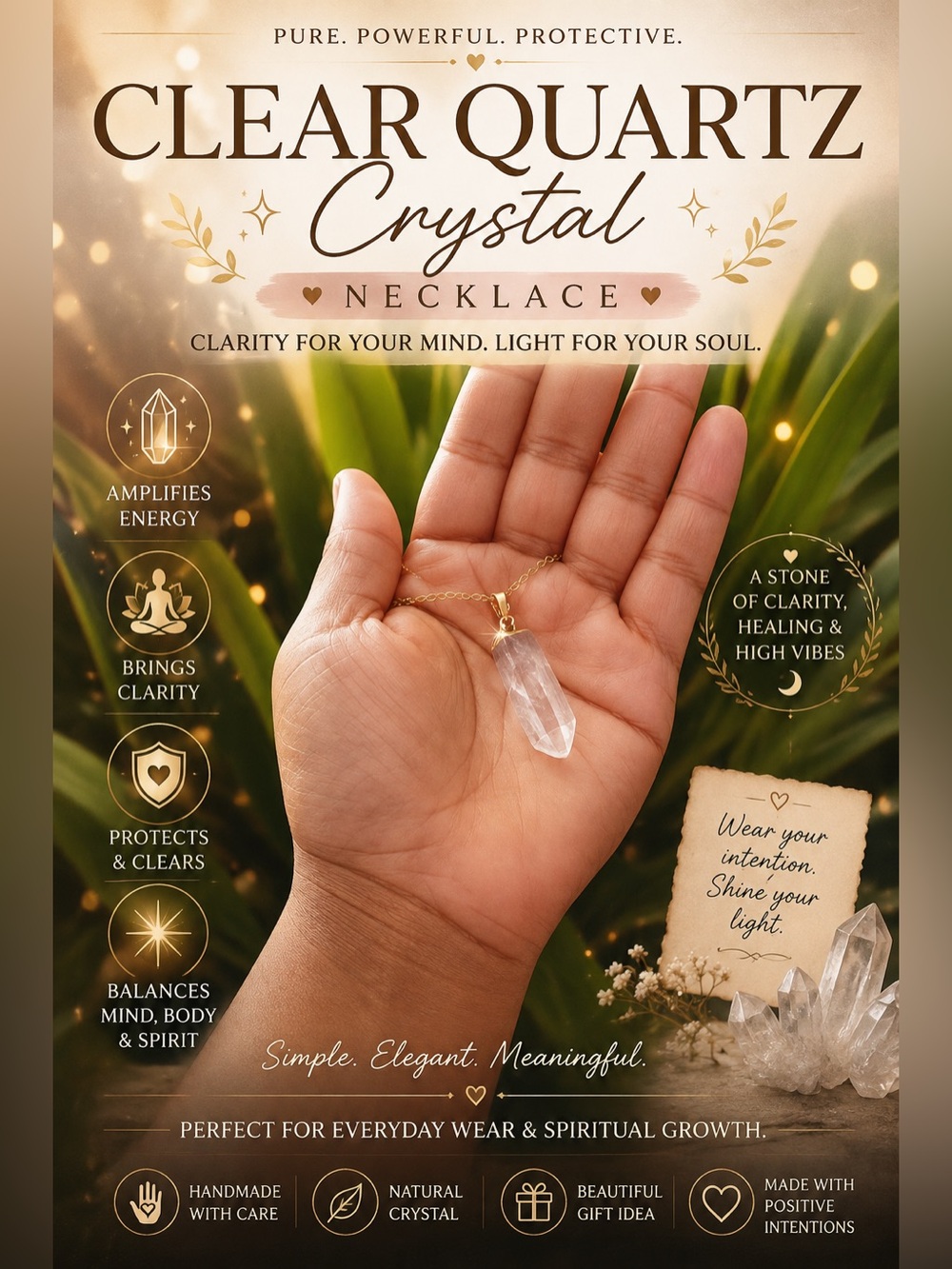 🤍Clear Quartz Crystal Necklace🤍